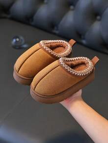 Children's Autumn/Winter Slippers, Simple Boys' Indoor Home Warm Thermal Lined, Fashion Girls' Thick Furry Slippers - Khaki - View 11