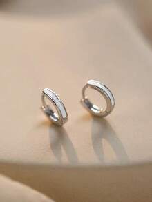 BALMORA 1 Pair 925 Sterling Silver Fashion Elegant Geometric White Earrings, Women's Daily Wear, Friendship Party Jewelry Gift - Silver - View 5