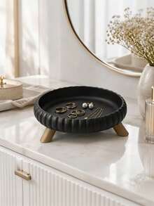 1pc Round Decorative Storage Tray, Three-Legged High Foot Jewelry Tray, Minimalist Style, Suitable For Rings, Earrings, Watches, Keys And Daily Essentials, Modern Home Decor Accessory, Jewelry Tray, Best Gift For Friends - Multicolor - View 4