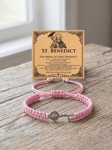 ZIRUISP Saint Benedict Key Bracelet For Women Men, Catholic Medal Charm Bracelet, Adjustable Braided Rope Wristband, Religious Faith Jewelry, Spiritual Gift - St. Benedict Knot Bracelet - View 4