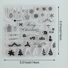 Merry Christmas Transparent Silicone Stamp, Xmas Tree Snowflake Gift Pattern Clear Seal For Handmade Card Album Notebook Decor - SD-2 - View 12