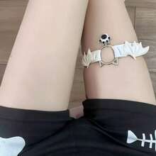 1件亞文化龐克暗黑惡魔之翼貓頭腿環，貓爪星星鈴鐺腿飾帶，可調節彈性Y2K性感辣妹腿飾吊襪帶 - 彩色 - 查看 13