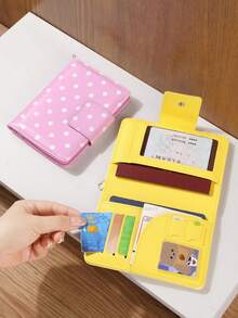 1Pc Ins Style Polka Dot Print Passport Holder,Portable Travel Card Holder Passport Bag,Simple And Multifunctional Document Holder Ticket Folder - Multicolor - View 3