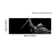 Black And White Style Sword-Wielding Knight Dynamic Pose Detailed Pattern, Non-Slip, Washable Bottom Large Size Desk Mat Office Desk Accessory, Computer Decoration Accessory Desktop Decor Stain-Resistant Gaming Mouse Pad, Ideal Gift For Gamers Extra Long Desk Mat, Fashionable Office Desktop Decoration And Study Accessory - Sword Knight - View 7