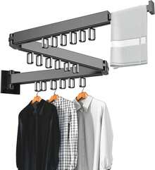 Hygrad Built to Survive Wall Mounted Clothes Drying Rack Foldable Dryer Line Airer Indoor Outdoor Metal - White 3-Fold - View 4