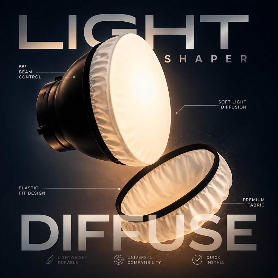 1pc Flash Light Cover, Round Fabric Cover, Photography Light Cover, Softbox, Standard Cover, Suitable For Small Lighting Fixtures - Round Lampshade - View 1
