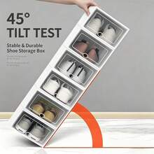 1pc Stackable Drop‑Front Plastic Shoe Storage Boxes, Clear View Dust‑Proof Shoe Organizer, Easy‑To‑Assemble Space‑Saving Shoe Container For Closet, Entryway, Under Sofa, Under Bed, Bathroom Counter - Multicolor - View 2