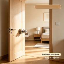 304 Stainless Steel Invisible Door Lock, Double-Sided Hidden Handle Lock With Round Handle, Embedded Invisible Door Hardware, Suitable For Interior Doors, Home And Office - Multicolor - View 9
