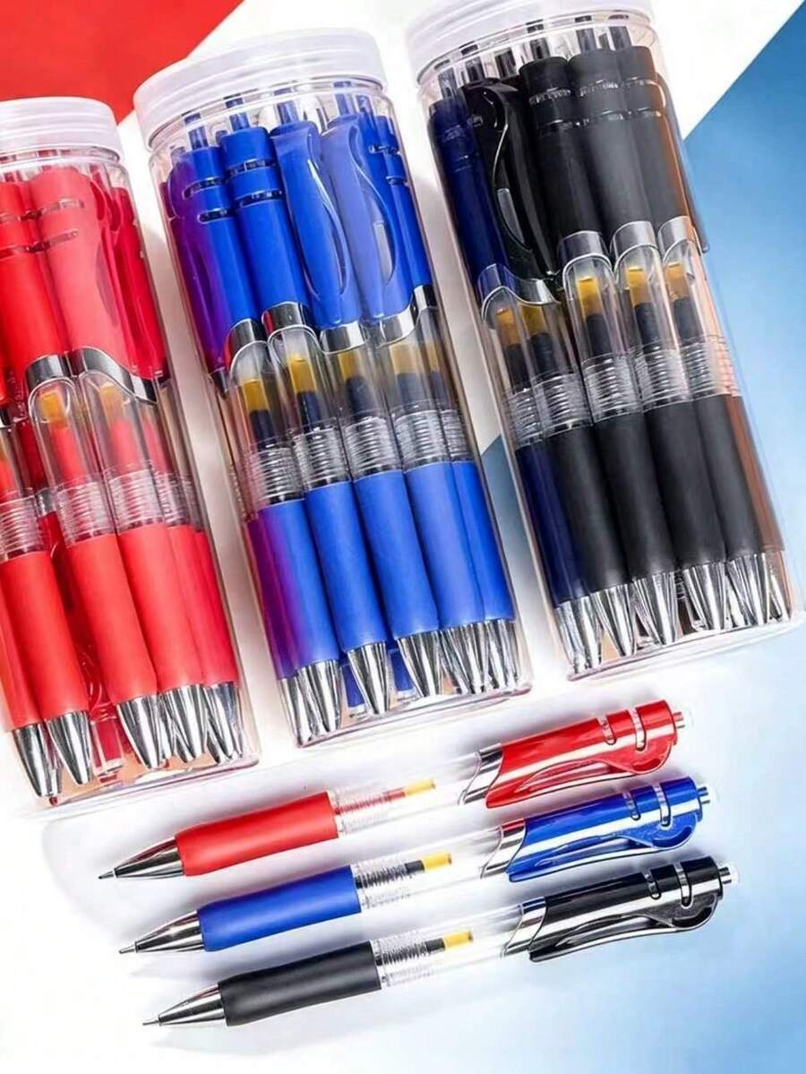 Set Pulpen Gel Klasik Premium 33 Pcs, Desain Eksklusif Retractable, Isi Ulang Ballpoint Bullet Kapasitas Tinggi Full Barrel 0,5 mm dengan Grip Anti Selip