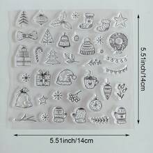 Merry Christmas Transparent Silicone Stamp, Xmas Tree Snowflake Gift Pattern Clear Seal For Handmade Card Album Notebook Decor - SD-2 - View 11
