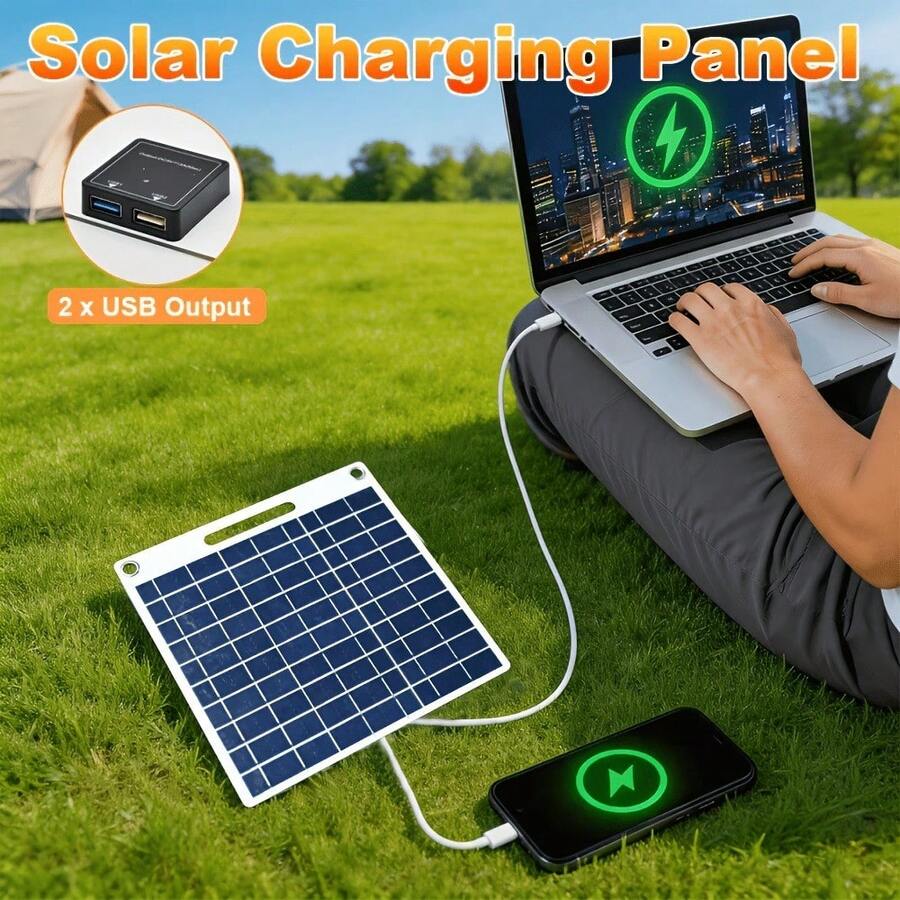 1pc Emergency Solar Panel Charger, Portable Solar Power Bank - Rechargeable For Outdoor Emergency Use - With USB Charging Port - Voltage Stabilized Battery Charger Suitable For Power Banks, Mobile Phones, Outdoor Camping, Home Use