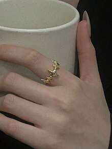 1 Piece Fashionable Adjustable Open Ring With Star Burst & Skull Design, Unisex Minimalist Couple Rings - Multicolor - View 7