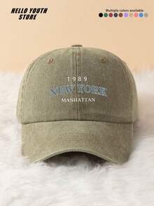 1pc "1989 NEW YORK" Printed Baseball Cap, Lightweight Adjustable Head Circumference Hard Brim Baseball Cap, Unisex Baseball Cap, Suitable For All Seasons, Daily Wear And Life Outfit Accessory, Hat Gift - A - View 14