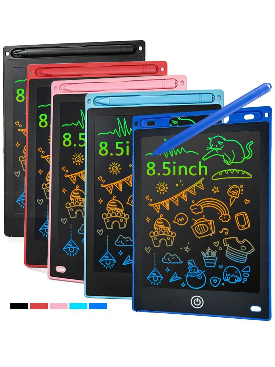 5件組 5色/1件組 多彩 | 8.5英吋 LCD 塗鴉板 | 可重複使用、無藍光、一鍵清除繪圖板，適合3-8歲兒童識字、表達兒童想像力，學校禮物和派對禮物的最佳選擇 | 沙灘玩具、石板、教育遊戲