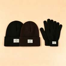 1pc Letter Printed Women Beanie Cap, Suitable For Autumn/Winter - Coffee Brown - View 6