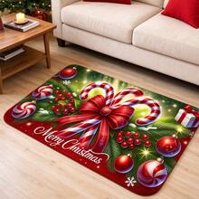 1pc Red & Green Butterfly Doormat, Christmas, Welcome Mat, Outdoor Doormat, Kitchen Rug, Home Decor, Front Door Mat, Area Rug, Garden Rug, Washable Rug - Multicolor - View 2