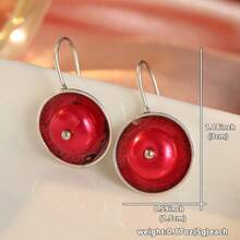 Gmzalx Vintage Red Oil Drop Round Long Ear Hook, Elegant Women's Earrings, Versatile For Commute, Date, Party - Two-color - View 2