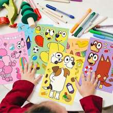 1set/6pcs Bluey Dog Cartoon Puzzle Stickers, Fun Handmade DIY Puzzle Animal Stickers, Educational Animal Sticker,Perfect Party Gift, Carnival Gift - Multicolor - View 7