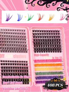 Multi‑Style Multi‑Color 408‑Pcs D‑Curl Lash Clusters, 9‑16mm Ultra‑Thin Soft Lightweight DIY Layering False Eyelashes,Easy For Beginners To Use And Suitable For Daily Wear,Partiesand Cosplay,They Are Perfect For Halloween And Christmas Styling Needs - D - View 6