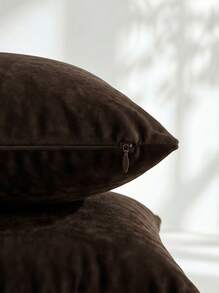 Veyra Day 1pc Velvet Decorative Sofa Pillow Cover, Soft Square Cushion Case Suitable For Sofa, Bed, Car, Coffee Color - Coffee Brown - View 9