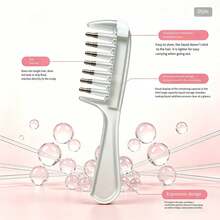 1pc Liquid Dispensing Massage Comb - Suitable For Scalp Care Liquid, Portable Scalp Massage Comb, Smooth Application; Features Transparent Plastic And Metal Roller Ball Comb Teeth Design; Functions Include Hair Oil Infusion, Soothing Scalp Massage, Even Application Of Essence; Suitable For Daily Hair Care, Travel Styling, Salon Perming And Dyeing Repair; Crystal Comb Teeth Design, Scalp Care Hair Massage Suitable For All Hair Types And Styles - A - View 10