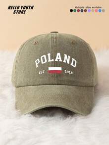 1pc "POLAND" Letter Slogan Baseball Cap, Lightweight Adjustable Head Circumference Hard Top Baseball Cap, Unisex Baseball Cap, Suitable For All Seasons, Daily Outings And Everyday Wear - A - View 7