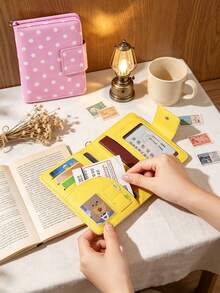 1Pc Ins Style Polka Dot Print Passport Holder,Portable Travel Card Holder Passport Bag,Simple And Multifunctional Document Holder Ticket Folder - Multicolor - View 8