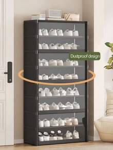 1 Pack Multi-Layer Sturdy Clear-View Shoe Storage Cabinet, Modern Neutral Color Vertical Dust-Proof Freestanding Shoe Organizer For Hallway Bedroom Closet, Christmas Thanksgiving Home Organization Gift - Multicolor - View 13