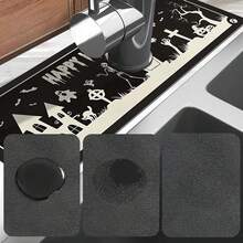 1pc Halloween Pumpkin Pattern Quick Dry Mat, Sink Faucet Absorbent Pad, Drainage Mat, Suitable For Kitchen, Bathroom Sink, Countertop, Drainage Mat, Diatomaceous Earth Material, Trimmable, Quick Dry Mat - Multicolor - View 10