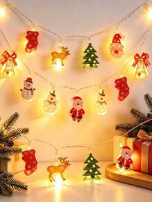 Lampu Hias Natal, Lampu Gantung Besi Dekoratif LED | Fitur Termasuk Santa Claus, Manusia Salju, Pohon Natal, Rak, Kotak Hadiah, Rusa Kutub, Sarung Tangan, Liontin Berongga Permen Tongkat | Cocok Untuk Perapian, Jendela, Kamar Tidur, Ruang Tamu - Natal - Kerajinan Besi - View 11