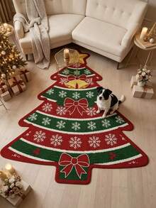 1pc Christmas Tree Living Room Rug, Thickened Carpet, Plush Rug, Autumn/Winter Rug, Thickened Carpet, Living Room Rug, Carpet, Living Room Area Rug, Small Area Rug, Mat, Home Decor, Large Living Room Rug, Round Rug, Living Room Home Decor, Room Decoration, Washable Rug - Multicolor - View 2