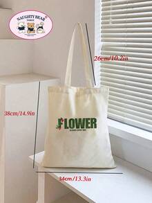 時尚簡約百搭字母印花女款托特包 - 米色 - 查看 7