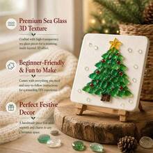 Christmas Sea Glass Mosaic DIY Art Kit, Adult Version, 6 Holiday Designs, 4-Inch Handmade Mosaic Craft Set With Display Stand, Creative Christmas Tabletop Decor, Holiday Gift For Craft Beginners - Multicolor - View 6
