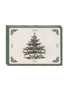 2/4/6Pcs Heat‑Resistant Farmhouse Placemats, Vintage Sketch Christmas Tree Holly Table Mats For Round Table, Patio, Holiday Party, Kitchen Home Dining Table Tea Party Decor - White - View 9