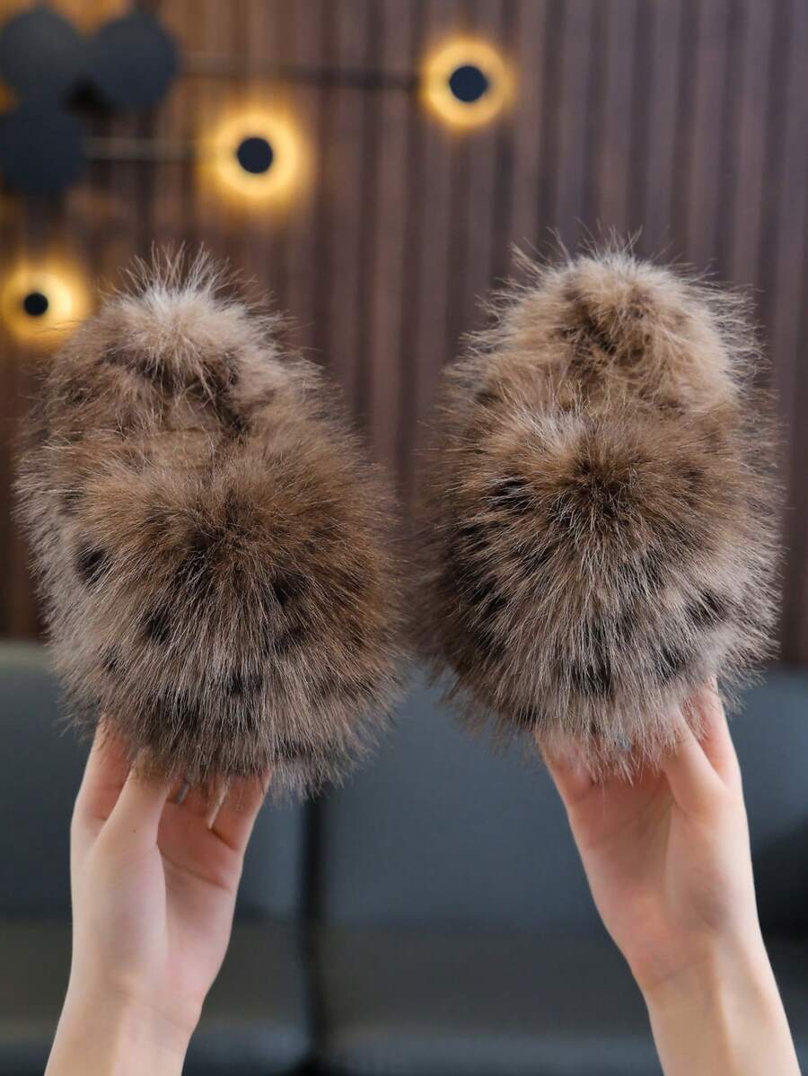 Children's Slippers Autumn Winter Toddler Middle Child Big Child Indoor Home Fuzzy Slippers Fashion Minimalist - Multicolor - View 1