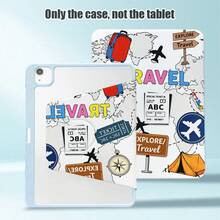 1pc Flip Desktop Protective Case With Pen Slot, Airplane, Suitcase, Signboard, Tent, World Map Pattern, 360° Rotating Stand, Compatible With Honor 8/9/10/X8/X8A/X9/X8Pro/X9Pro/X9A/ Matepad Pro/Matepad SE 11/Matepad 11/Apple 10th Gen/ 11 2025 (A16) And A9 And Other Popular Models - Multicolor - View 4