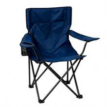 Silla Plegable para Exterior con Brazos, Silla de Camping Portátil con Portavasos, Silla de Campamento Plegable con Reposabrazos y Bolsillo Lateral, Silla Portátil para Jardín,,Marco Metálico Resistente para Playa, Picnic y Senderismo,5Color opcional - azul real - Ver 9