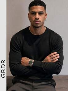 GRDR Men's Autumn/Winter Crew Neck Knit Sweater - Black - View 10