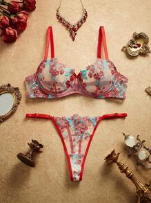 Bộ nội y gợi cảm lưới thêu hoa PinupPomp 5 món/set cho nữ, phong cách đi chơi, quà tặng cho cô ấy - Nhiều màu - Xem 2