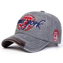 1件裝 男士 NEW YORK 字母刺繡水洗牛仔棒球帽，街頭時尚休閒帽，適合春夏/秋冬旅行、海灘度假 - 多色 - 查看 18