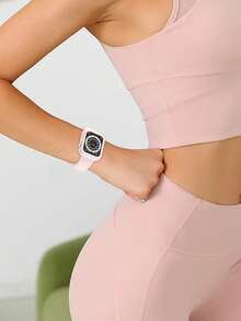 2合1運動矽膠錶帶與錶殼，相容 40mm、41mm、42mm、44mm、45mm、46mm 及 49mm 尺寸，柔軟舒適鉚接矽膠錶帶搭配防摔鏤空矽膠保護殼，相容 Series Ultra/12/11/10/9/8/7/6/5/4/SE 機型，防水運動錶帶與錶殼套組，男女適用 - 矽膠錶帶+錶殼-粉紅色 - 查看 10