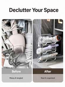 Luxury Transparent Acrylic Hair Styling Tool Organizer Rack, Space-Saving Countertop Hair Styling Tool Storage Rack - Clear - View 6