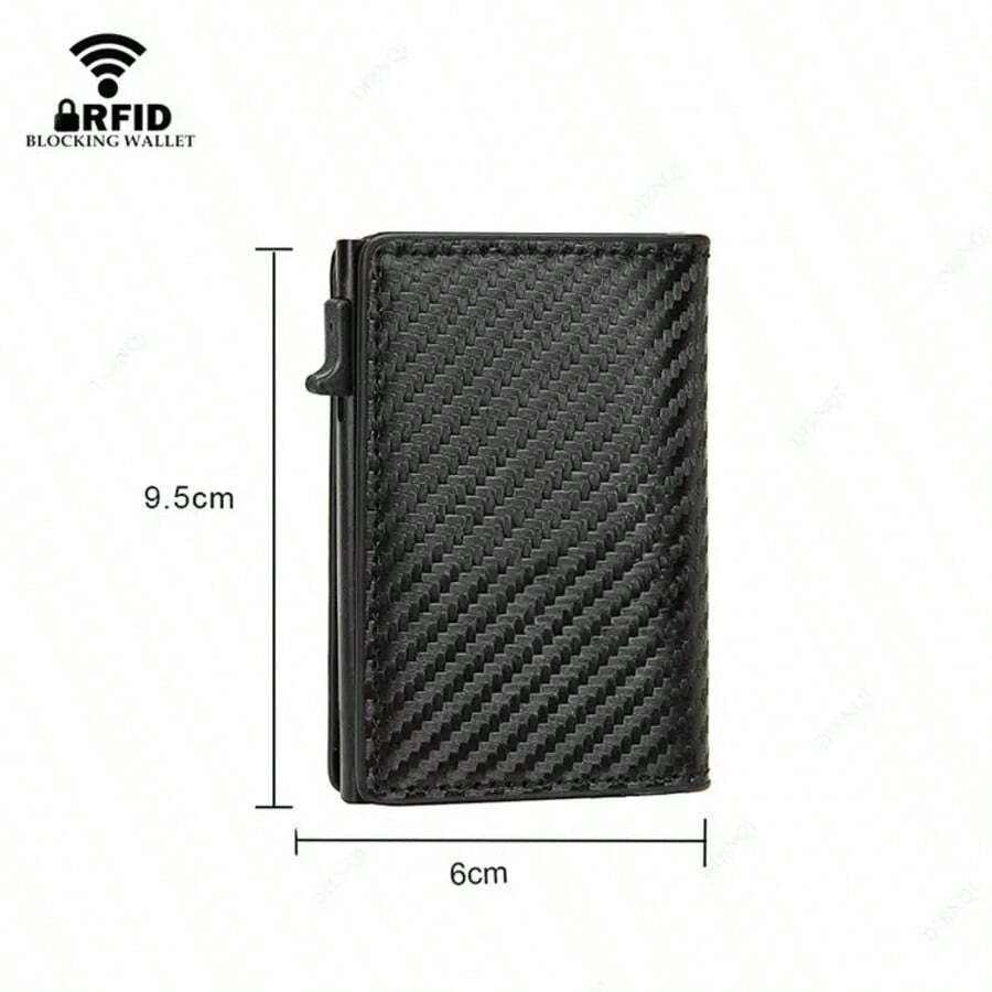 1pc Men's Wallet, 3 Colors Available, Carbon Fiber Card Holder, Automatic Pop-Up Aluminum Alloy RFID Card Clip, Anti-Theft & Anti-Demagnetization, Card Protective Case, Suitable For Formal/Business Occasions, Men's Mini Wallet