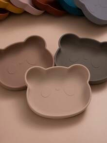 1pc Silicone Baby Suction Plate Cute Panda Shape Toddler Feeding Plate Non‑Slip Baby Led Weaning Dish Kids Dinner Plate Infant Accessories - Multicolor - View 1