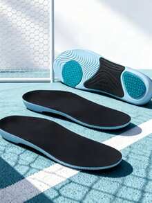 1 Pair Arch Support Insoles, High Rebound Shock Absorption Anti-Twist Sports Shoe Pads, Sweat-Absorbent Breathable, Unisex Shoe Accessories - Blue-black - View 2