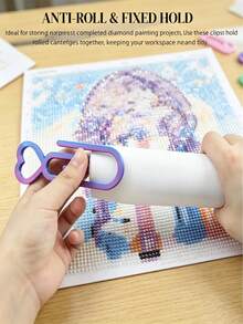 New Heart-Shaped Diamond Painting Canvas Roller Clip, Anti-Roll Process Clip Is Used For Canvas Storage And Fixing Tools 3D Printing Diamond Painting Accessories. - A - View 4