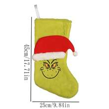 The Grinch 1 buah Boneka Kelinci Bordir 3D untuk Hiasan Gantung Perapian Natal - A - View 2