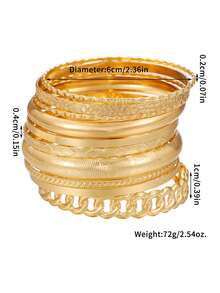 RINTOLER 10pcs/Set Unique Geometric Hollow Knitted Bracelet - ZJ12485-10 Pieces Of Gold Bracelets - View 3