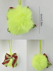 6pcs Lime Green Plush Christmas Ball Ornaments With Colorful Bows, Christmas Green Plush Hanging Decorations, Christmas Ball Ornaments, Christmas Tree Decorative Balls - Suitable For Christmas Tree Decoration, Party Decoration, Gifts, Christmas Decoration, Christmas Tree Hanging Decorations, Holiday Hanging Decorations, Home Decoration, Room Decoration, Winter Christmas Decoration, Christmas Gifts, Christmas Decoration - Multicolor - View 6