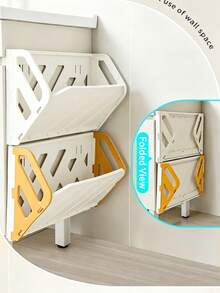 1 Colorful Wall-Mounted Shoe Storage Box, Foldable Multifunctional Storage Shelf (No-Drill), Easy To Install And Space-Saving For Entryways, Hallways, And Closets; Compact Shoe Storage Suitable For Homes, Living Rooms, And Bedrooms; Holiday Gift. - Multicolor - View 7